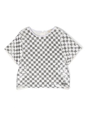 Michael Kors Kids sequin embellished checkerboard top - Grey