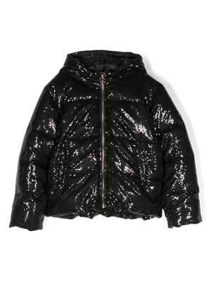 Michael Kors Kids sequin-embellished zipped padded jacket - Black