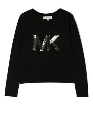 Michael Kors Kids sequin-logo cotton T-shirt - Black