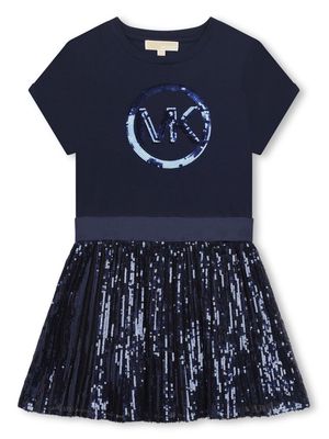 Michael Kors Kids sequinned panelled cotton flared dress - Blue