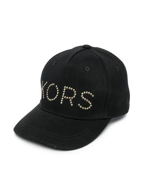 Michael Kors Kids studded logo cotton cap - Black