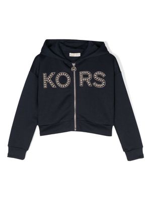 Michael Kors Kids studded-logo zip-up hoodie - Blue