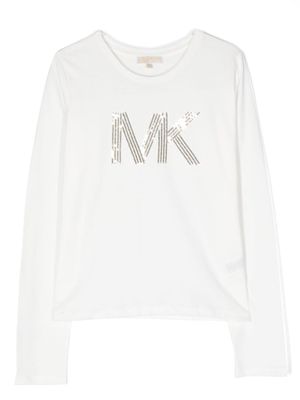Michael Kors Kids TEEN monogram long-sleeve T-shirt - White