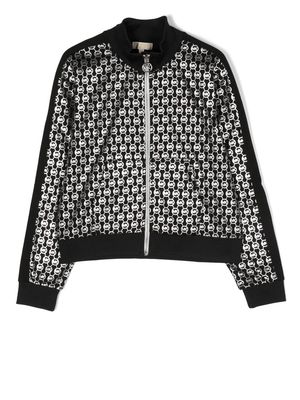 Michael Kors Kids TEEN monogram-print zip-up sweatshirt - Black