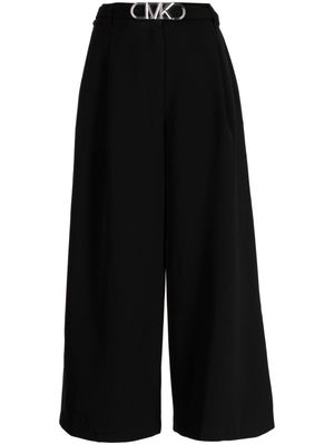 Michael Kors logo-belt cropped trousers - Black