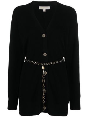 Michael Kors logo belted button-up cardigan - Black