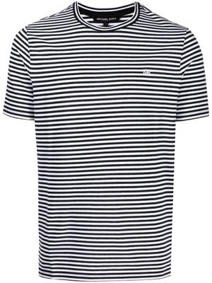 Michael Kors logo-embroidered stripe T-shirt - Black