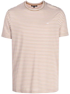Michael Kors logo-embroidered stripe T-shirt - Brown