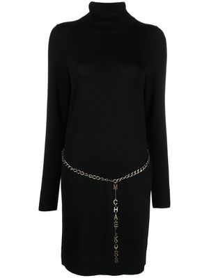 Michael Kors logo-lettering belted midi-dress - Black