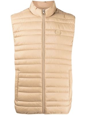 MICHAEL KORS logo-patch padded gilet - Brown