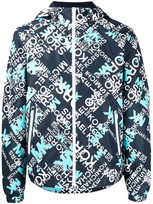 Michael Kors logo-print hooded jacket - Blue