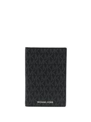 Michael Kors logo-print leather cardholder - Black