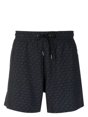 Michael Kors monogram drawstring-waist swim shorts - Black
