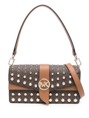 Michael Kors monogram leather shoulder bag - Brown