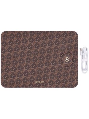 Michael Kors monogram-pattern charging mouse pad - Brown