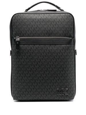 Michael Kors monogram-pattern logo-plaque backpack - Black