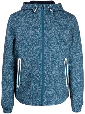 Michael Kors monogram-print hooded jacket - Blue