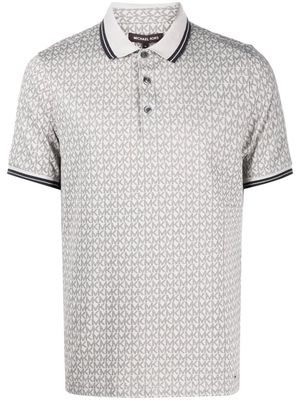 Michael Kors monogram-print short-sleeved polo shirt - Grey