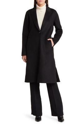 Michael Kors Notch Collar Wool Blend Longline Coat in Black