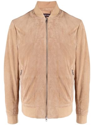 MICHAEL KORS perforated zip-up bomber jacket - Brown