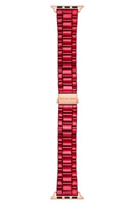 Michael Kors Red & Rose Goldtone Stainless Steel 20mm Apple Watch Bracelet Watchband in Red Coated W/Rg