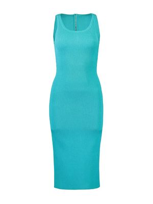Michael Kors ribbed-knit zip-up midi dress - Blue