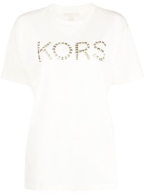 Michael Kors stud-embellished logo-print T-shirt - Neutrals