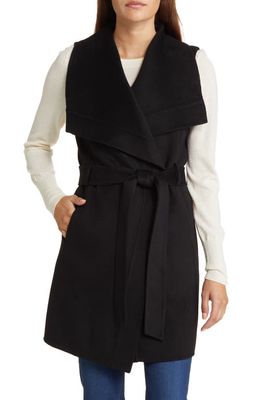 Michael Kors Tie Belt Oversize Wool Blend Vest in Black