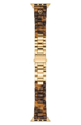Michael Kors Tortoiseshell Pattern 20mm Apple Watch Bracelet Watchband in Tort/Gold