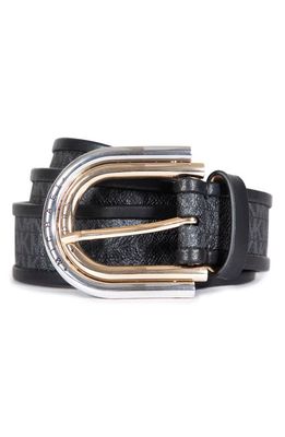 Michael Kors Two-Tone Logo Belt in Black/Gold