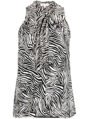 Michael Kors zebra-print pussy-bow blouse - Black