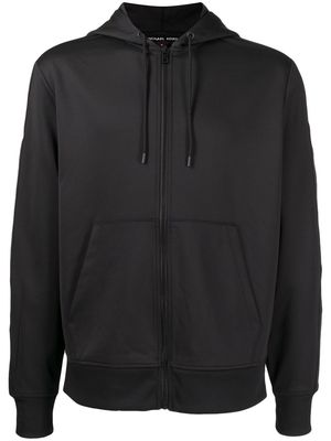 MICHAEL KORS zip-up rib-trimmed hoodie - Black
