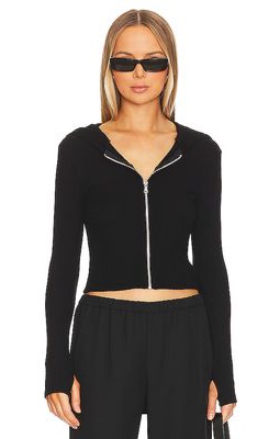 Michael Lauren Caspar Crop Fitted Hoodie in Black