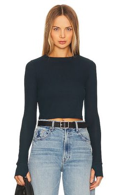 Michael Lauren Panama Crop Top in Dark Green