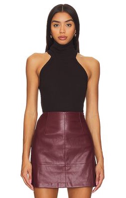 Michael Lauren Romulus Mock Neck Top in Chocolate