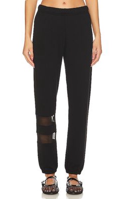 Michael Lauren Setton Mesh Contrast Pant in Black