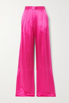 Michael Lo Sordo - Pleated Silk-satin Wide-leg Pants - Pink
