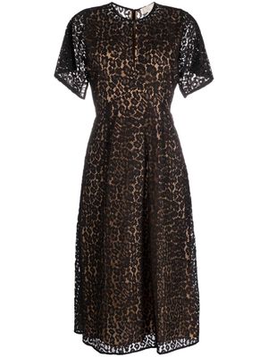 Michael Michael Kors Cheetah lace midi dress - Black