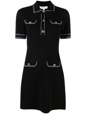 Michael Michael Kors contrast-stitching polo knitted dress - Black