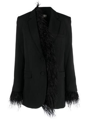 Michael Michael Kors crepe feather-trim blazer - Black