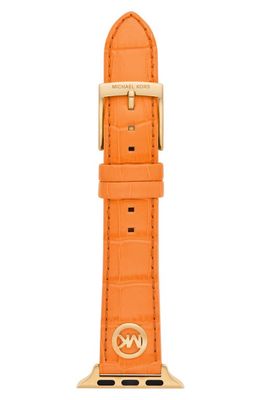MICHAEL Michael Kors Croc Embossed Leather 18mm Apple Watch® Watchband in Apricot Croco