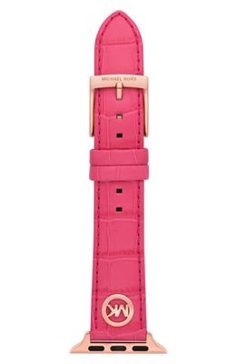 MICHAEL Michael Kors Croc Embossed Leather 18mm Apple Watch® Watchband in Geranium Croco