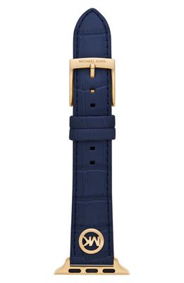 MICHAEL Michael Kors Croc Embossed Leather 18mm Apple Watch® Watchband in Navy Croco