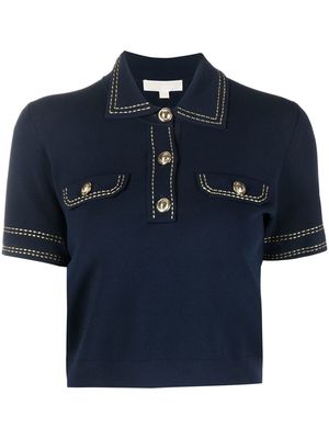 Michael Michael Kors cropped stitch detail polo shirt - Blue