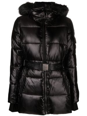 Michael Michael Kors detachable-hood quilted down coat - Black