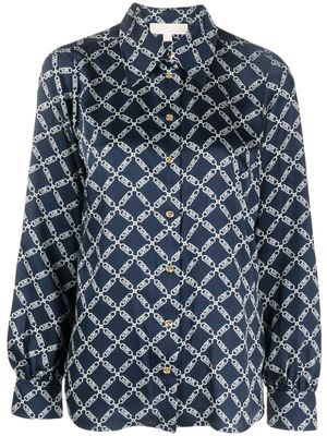 Michael Michael Kors Empire-print satin-weave shirt - Blue