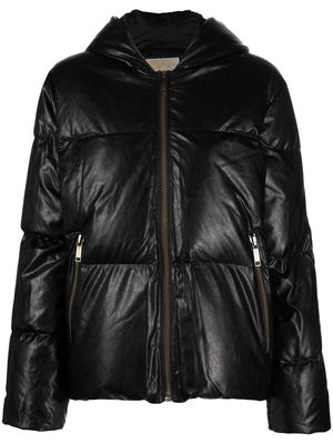 Michael Michael Kors faux-leather hooded puffer jacket - Black