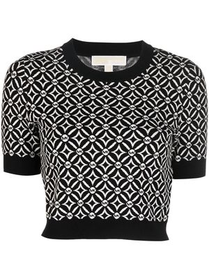 Michael Michael Kors geometric-monogram knit top - Black