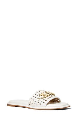 MICHAEL Michael Kors Hayworth Logo Cutout Slide Sandal in Optic White