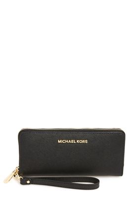 MICHAEL Michael Kors 'Jet Set' Leather Travel Wallet in Black
